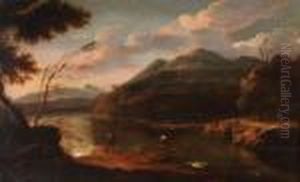 Paesaggio Fluviale Con Pescatori by Gaspard Dughet