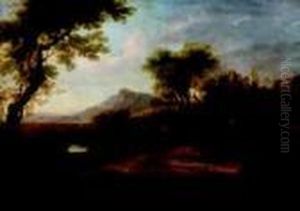 Personnages Remontant Un Chemin Pres D'un Village by Gaspard Dughet