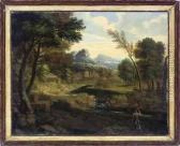 An Italianate River Landscape With A Figure On A Track - view 1