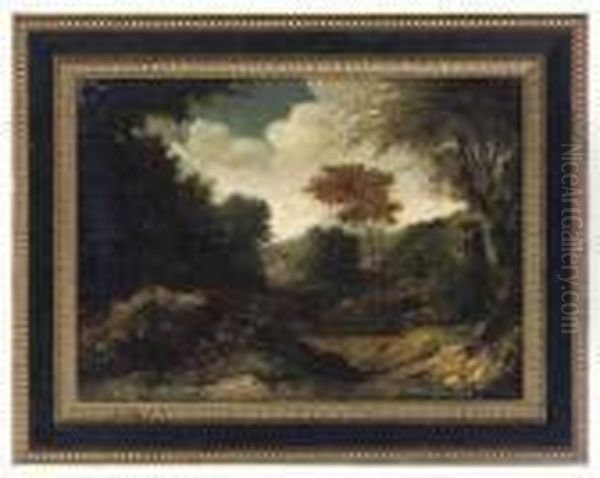 Classical Figures By A Stream In An Extensive Landscape - view 1