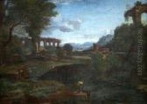 Figure By A Ruin In A Classical Landscape by Gaspard Dughet