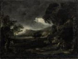 Landscape With Figures Seeking Shelter From The Stormyweather