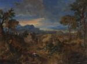 Paesaggio Romano Con Figure by Gaspard Dughet