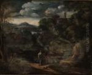Antikiserande Landskap Med Figurer