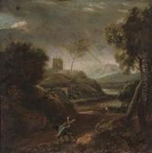 An Extensive Wooded River Landscape With Balaam And The Ass An Extensive Wooded River Landscape With Balaam And The Ass