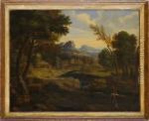 Dughet: Figures In An Idyllic Village by Gaspard Dughet