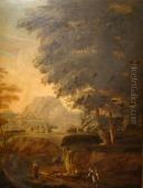 An Extensive Italianate Landscape With Figures On A Path - view 1