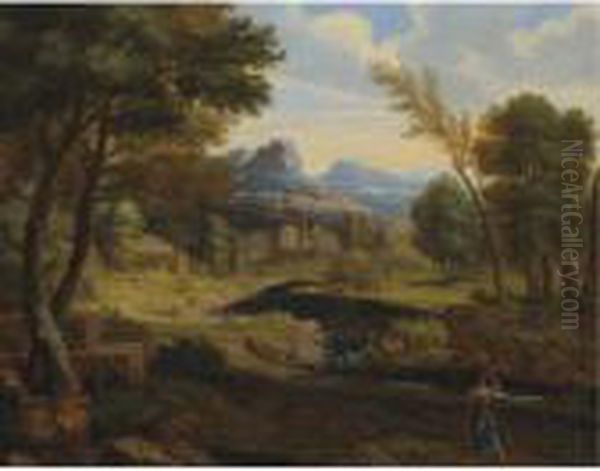 Figures In A Wooded Landscape - view 1