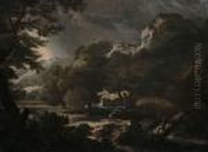 An Italianate Landscape With A Figure Sheltering From A Storm