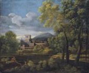 An Italianate Landscape With The
 Tomb Of The Vestale Cossinia On The Bank Of The Aniene River, Tivoli