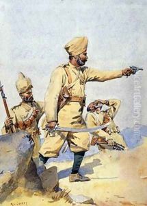 Soldiers of the 24th Punjabis Malikdin Khel Afridi and Subadar Jay Sikh by Alfred Crowdy Lovett
