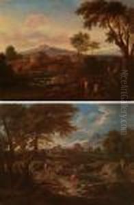 Paesaggio Con Grande Albero A Destra E Piccolo Borgo by Gaspard Dughet