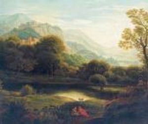Paesaggio Boschivo Con Figure In Sosta