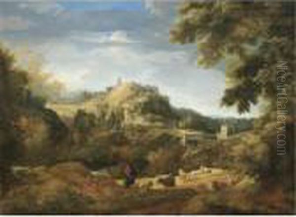 A View Of Tivoli With Shepherds Resting With Their Flock In The Foreground - view 1