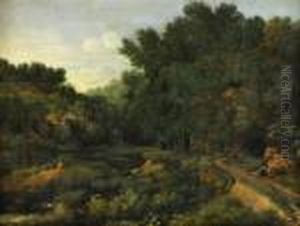 Pastoralt Landskap Med Figurstaffage by Gaspard Dughet