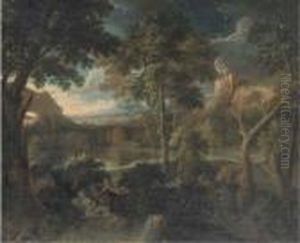 A Landscape With Venus And Adonis by Gaspard Dughet