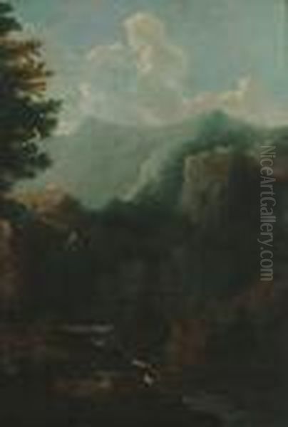 A Classical Landscape With Figures Beside A River - view 1