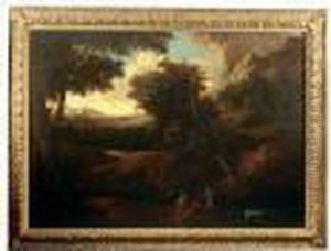 Personnages Au Bord D'une Cascade Dans Un Paysage Italien by Gaspard Dughet