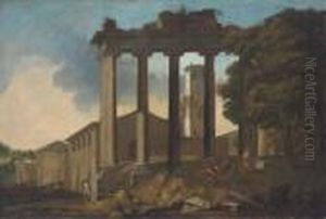 The Temple Of Concorde, Rome, With Classical Figures In Theforeground