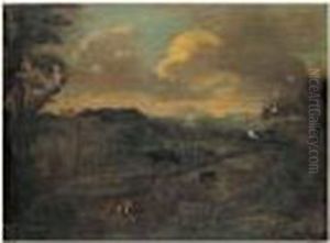 Paysans Se Promenant Dans La Campagne Romaine by Gaspard Dughet