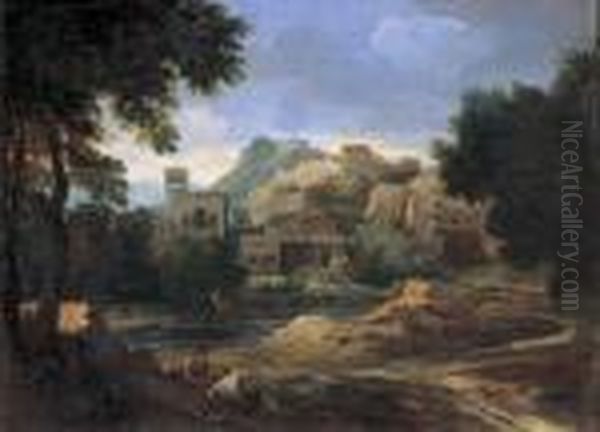 Paesaggio Fluviale Con Architetture E Figure - view 1