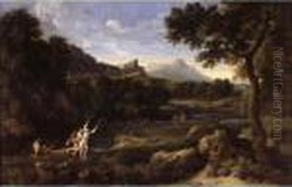 A Wooded Landscape With Apollo And Daphne Observed By Peneus - view 1