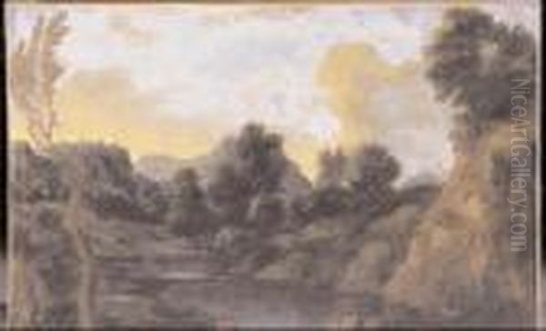 Paesaggio Di Campagna Romana Con Pastori E Animali - view 1
