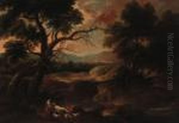 Drovers In A Wooded Landscape - view 1