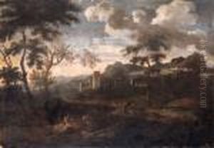 Figures In A Classical Landscape by Gaspard Dughet
