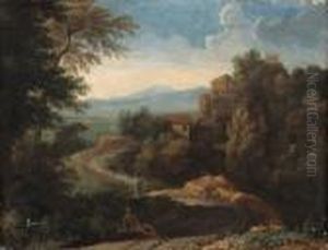 An Italianate Landscape With Figures By A Path