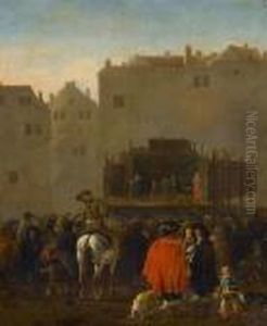 The Commedia Dell'arte At A Market Square