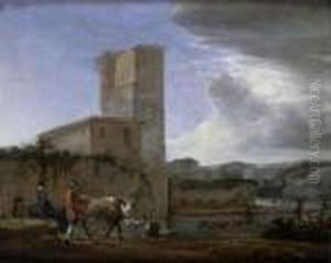 Berger Et Son Troupeau Dans Un Paysage