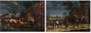 Mountainous Landscape With Cowherds And Travellers