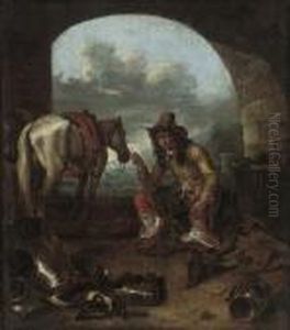 A Traveller Smoking A Pipe by Karel Dujardin