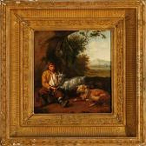 A Shepherd With His Goats - view 1