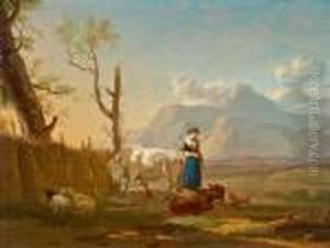 Landschaft Mit Hirtin Und Herde