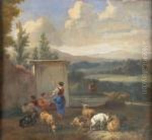 Pastores Junto A Una Fuente by Karel Dujardin