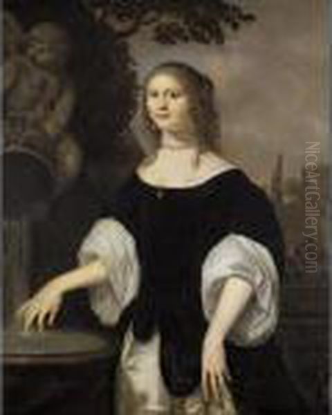 Portrait Of Catharina Van 
Foreest, Three-quarter Length, Wearing A Black Dress And Standing By A 
Fountain - view 1