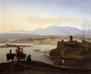 Italianate Landscape With Travellers On Horseback by Karel Dujardin