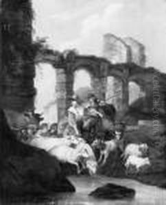 Hirten Vor Romischen Ruinen. by Karel Dujardin