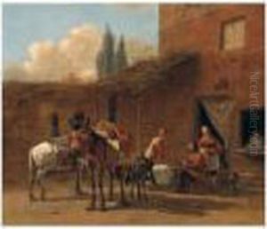 Travellers And Pack Animals In The Courtyard Of An Inn Travellers And Pack Animals In The Courtyard Of An Inn