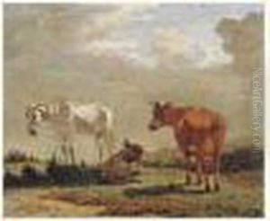 Vache, Cheval Et Ane Dans Un Paysage Vache, Cheval Et Ane Dans Un Paysage