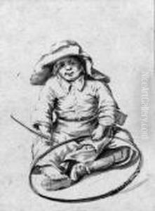 A Seated Child Holding A Hoop A Seated Child Holding A Hoop
