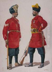Soldiers of the 5th Light Infantry Musalman Rajput and the 6th Jat Light Infantry Jat Havildars by Alfred Crowdy Lovett