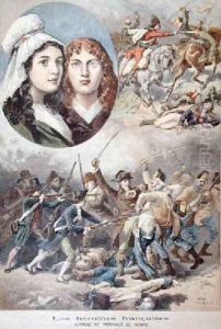 The French Heroines Felicite and Theophile de Fernig in 1792 by Frederic-Theodore Lix