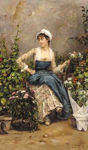 The flower seller by Louis-Eugene Leroux