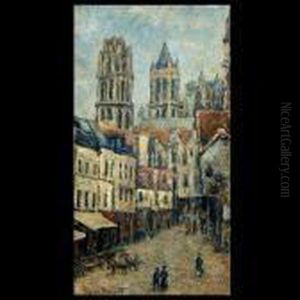 Dumont. French. Rue De 
L'epicerie- Rouen. Oil On Board. 18 X 10 1/4inches. Signed Lower Left: 
Pierre Dumont by Pierre Dumont