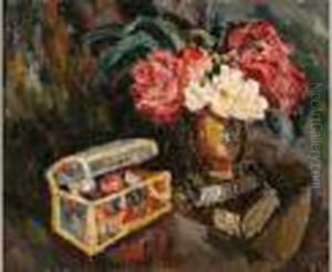 Nature Morte Au Fleurs Et Au Coffret by Pierre Dumont