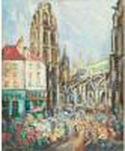 Le Marche Aux Fleurs A Rouen by Pierre Dumont