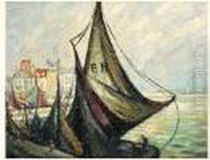 Bateaux De Peche A Quai A Honfleur by Pierre Dumont